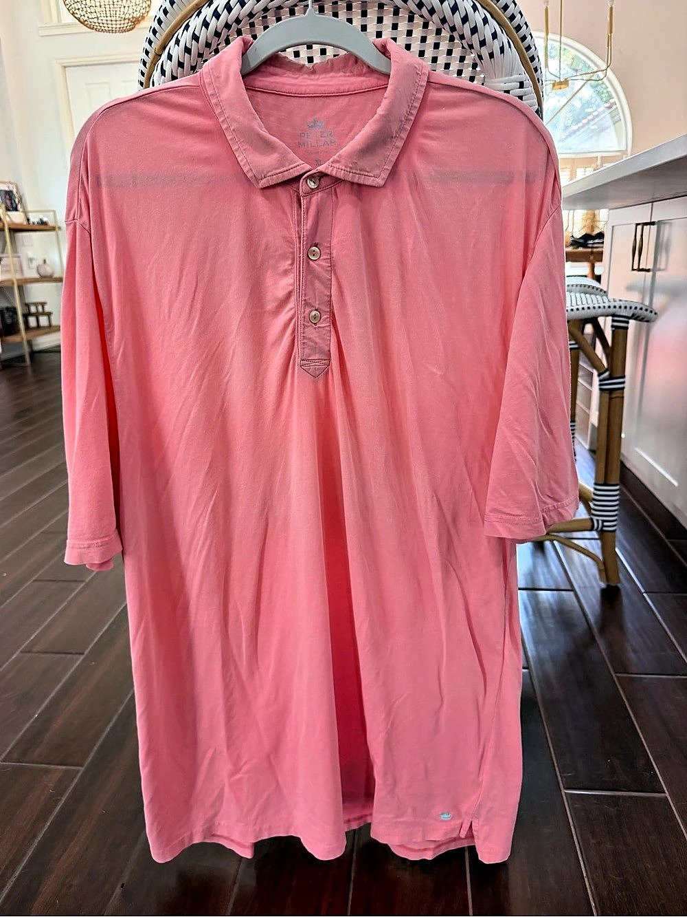 Peter Millar Golf Polo Shirt Men's Size XL Solid Pink Short Sleeve